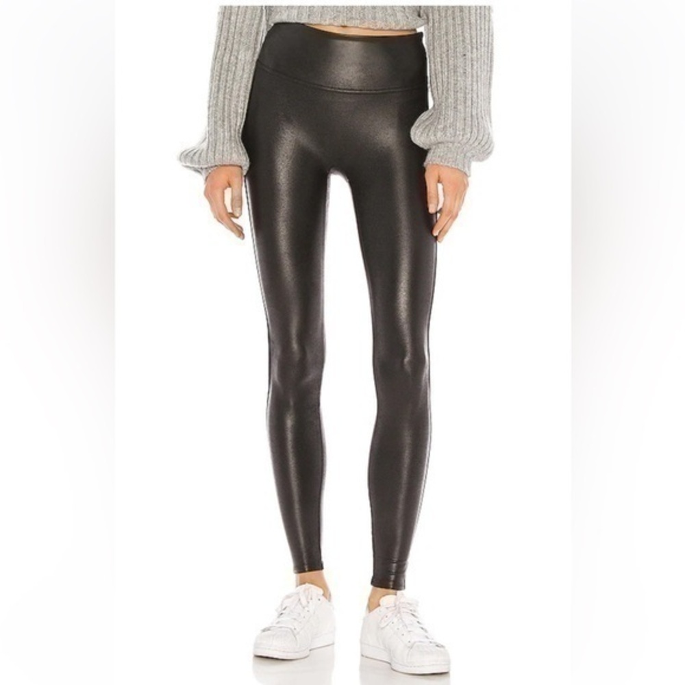 SPANX Petite Length Faux Leather Legging in Black, Size XS